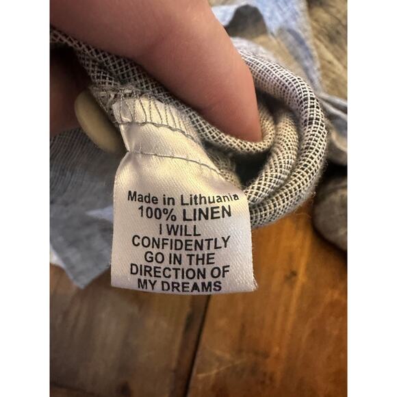 Flax Size Medium Button Front Shirt Top 100% Linen Blouse Lagenlook Artsy - Picture 8 of 12